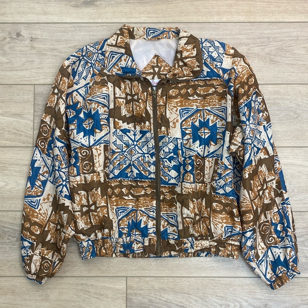 Vintage Aztec Silk Bomber Jacket